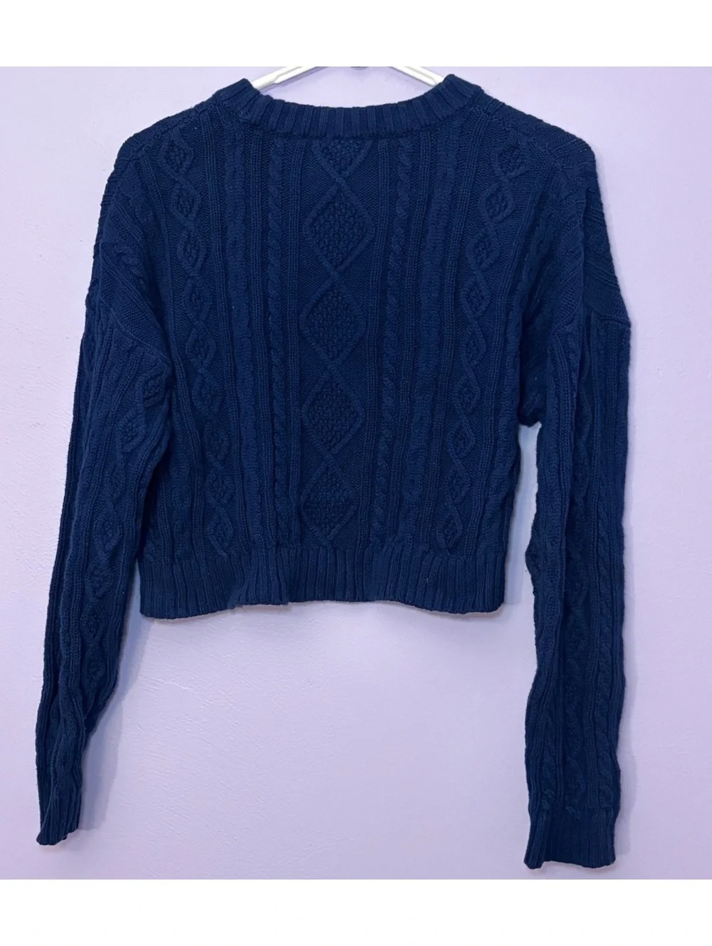 Girls Fall GAP Kids Navy Blue Cable Knit Cropped Sweater XXL (14)
